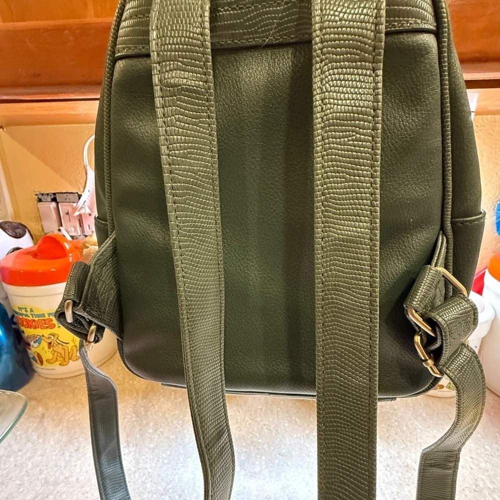 Olive Green Mini Backpack Women’s Bag Purse - Picture 5 of 13